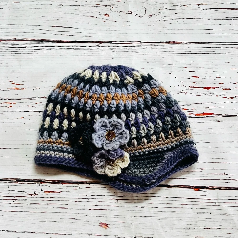 Handmade Multicolor Crochet Girls Beanie